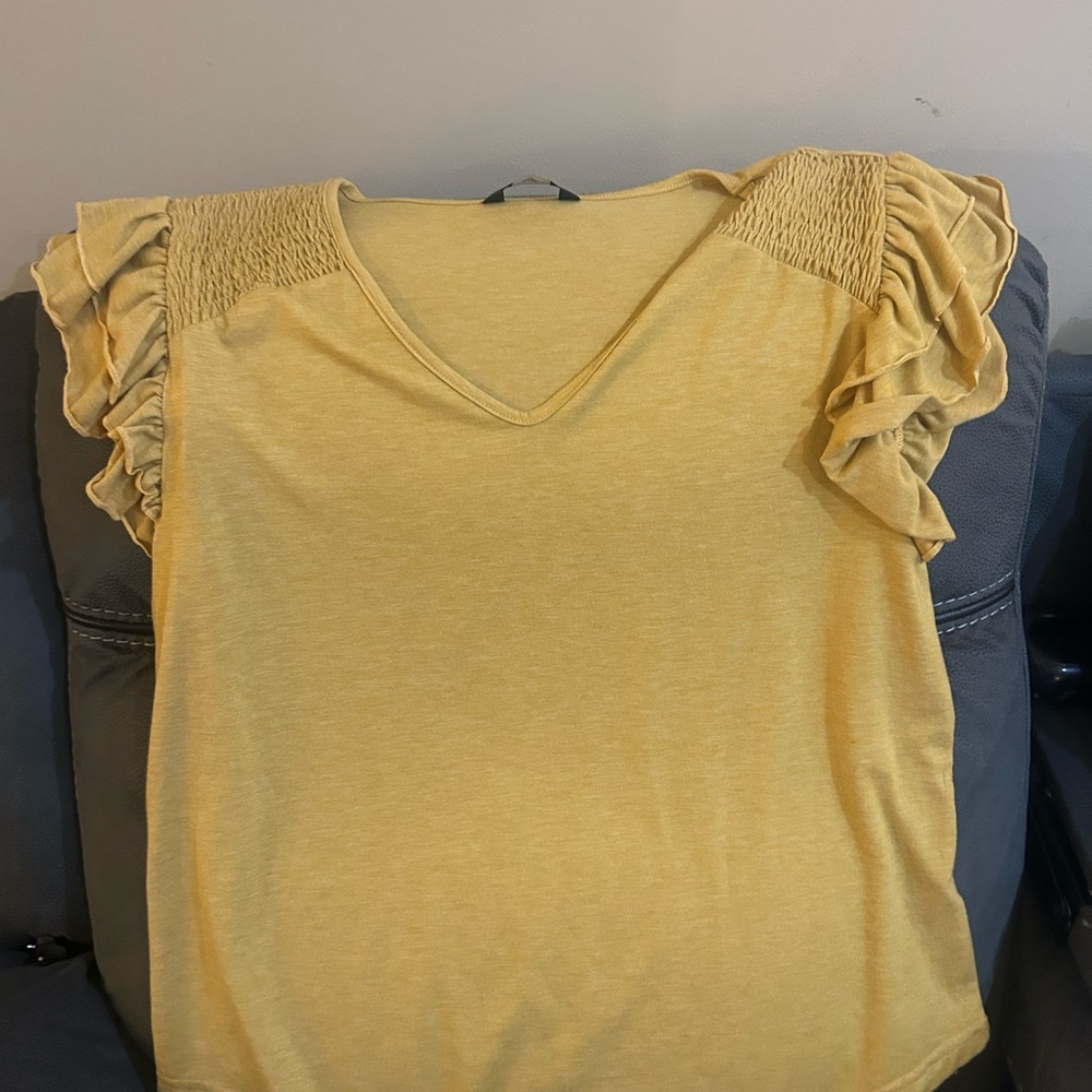 Yellow Ruffle Sleeve Top